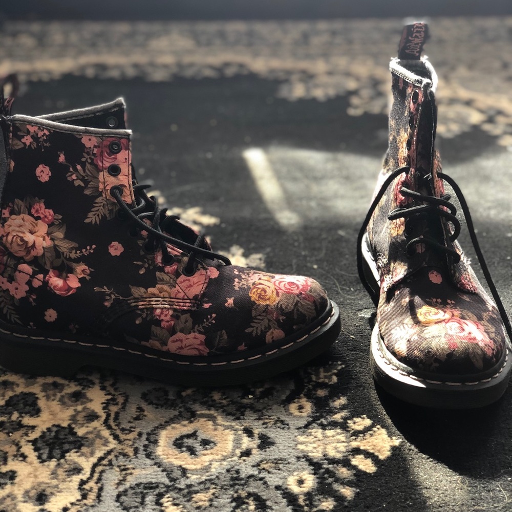 Black Floral Doc Martens